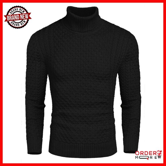 Men's Slim Fit Turtleneck Sweater Thermal Knitted Pullover Long Sleeve